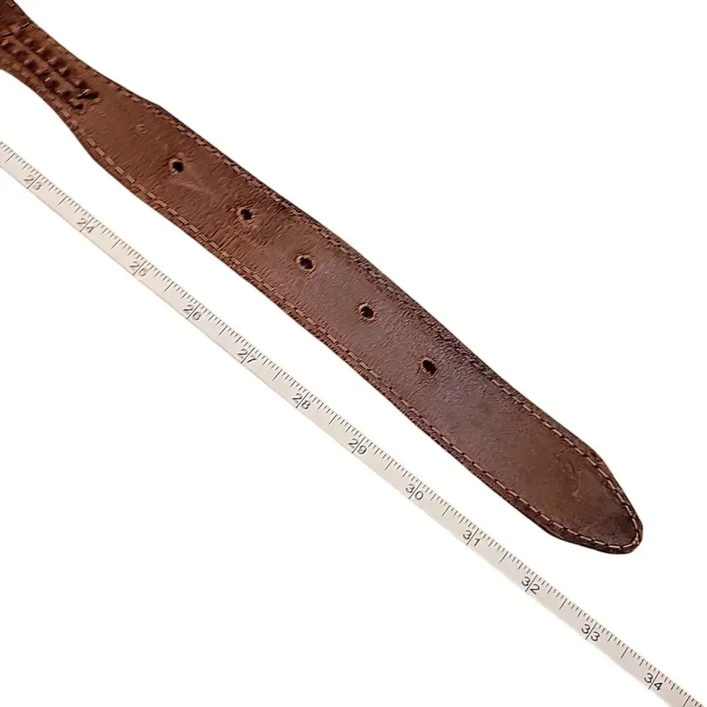Kids Leather Belt w/Silver Tone Conchos Brown Embossed Size 27 RODEO Cowboy NEW